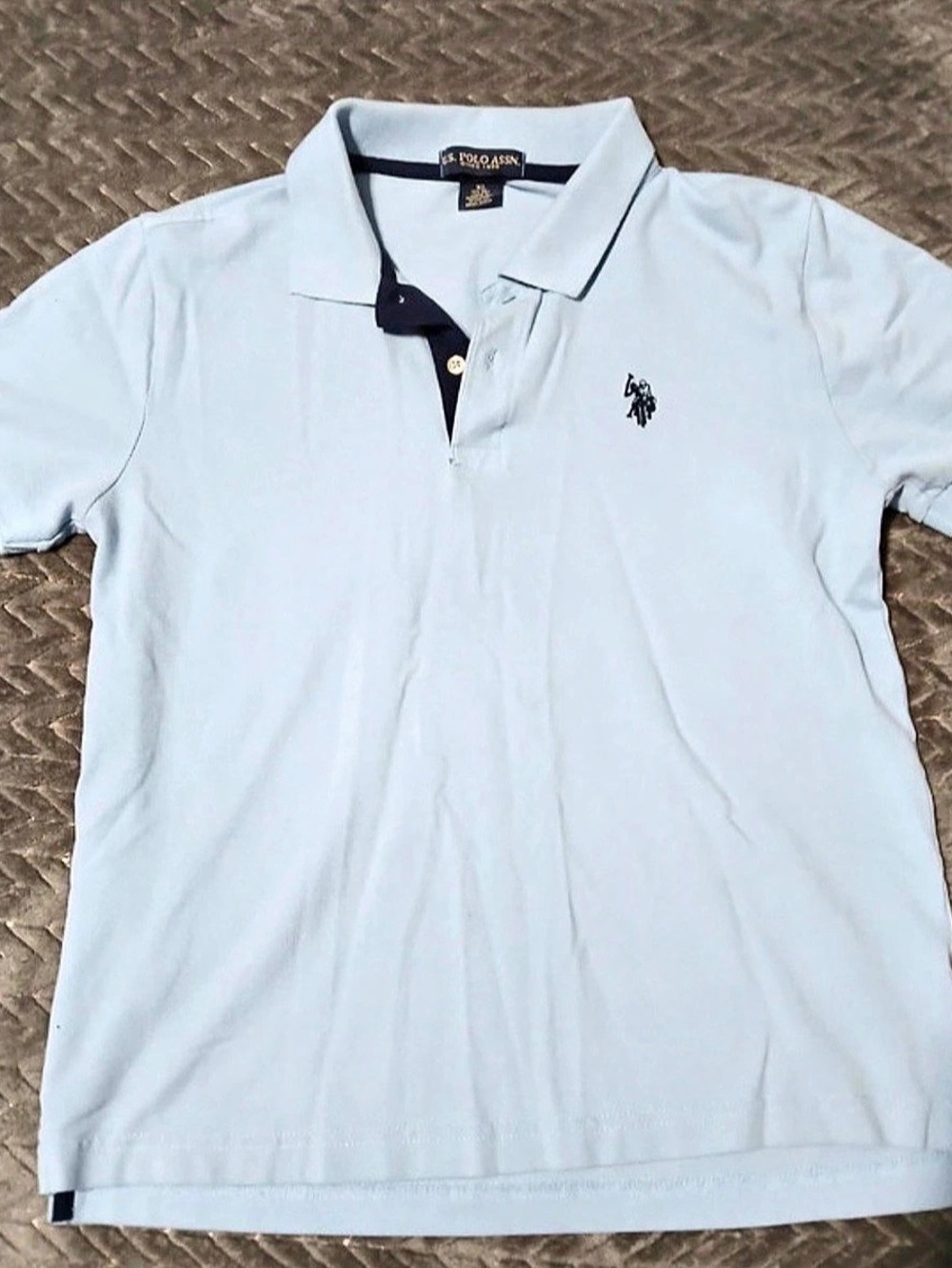 U.S. Polo Assn. Boys Solid Short Sleeve Polo Shirt. Blue XL kids 14/16